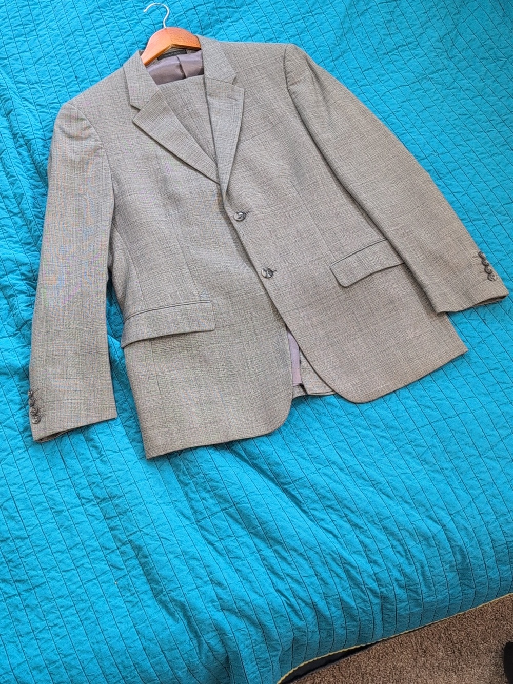 Calvin Klein Wool Gray Tweed Suit 40/31